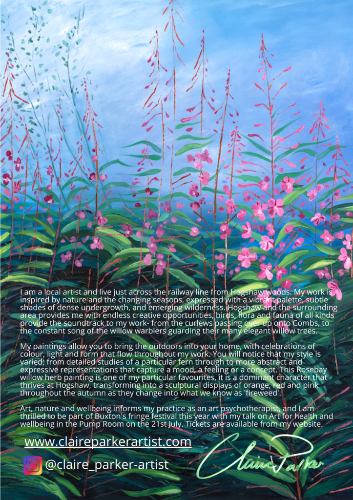 Artwork by Claire Parker inspired by the Rosebay Willow herb of Hogshaw